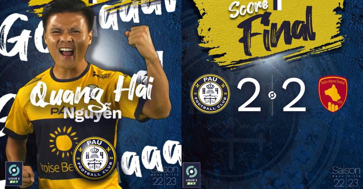 Quang Hải ghi bàn – Pau FC thoát thua trong gang tấc